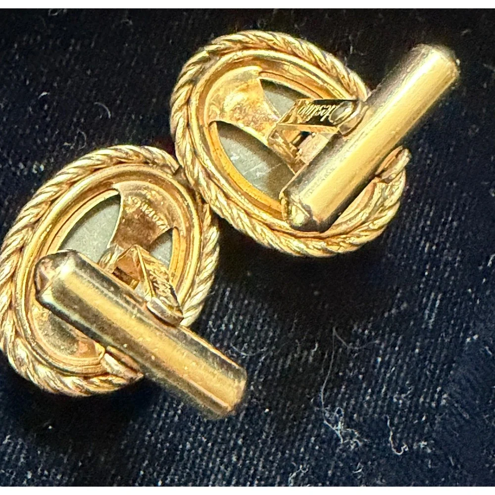 Vtg Destino 12k Gold Filled & Lava Cameo Cufflinks Ceasar
